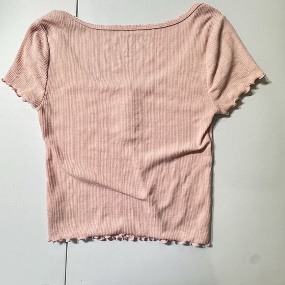 Aeropostale Women's Green Short Sleeve  Cropped Henley T Shirt w/buttons  Sz S - Picture 7 of 9